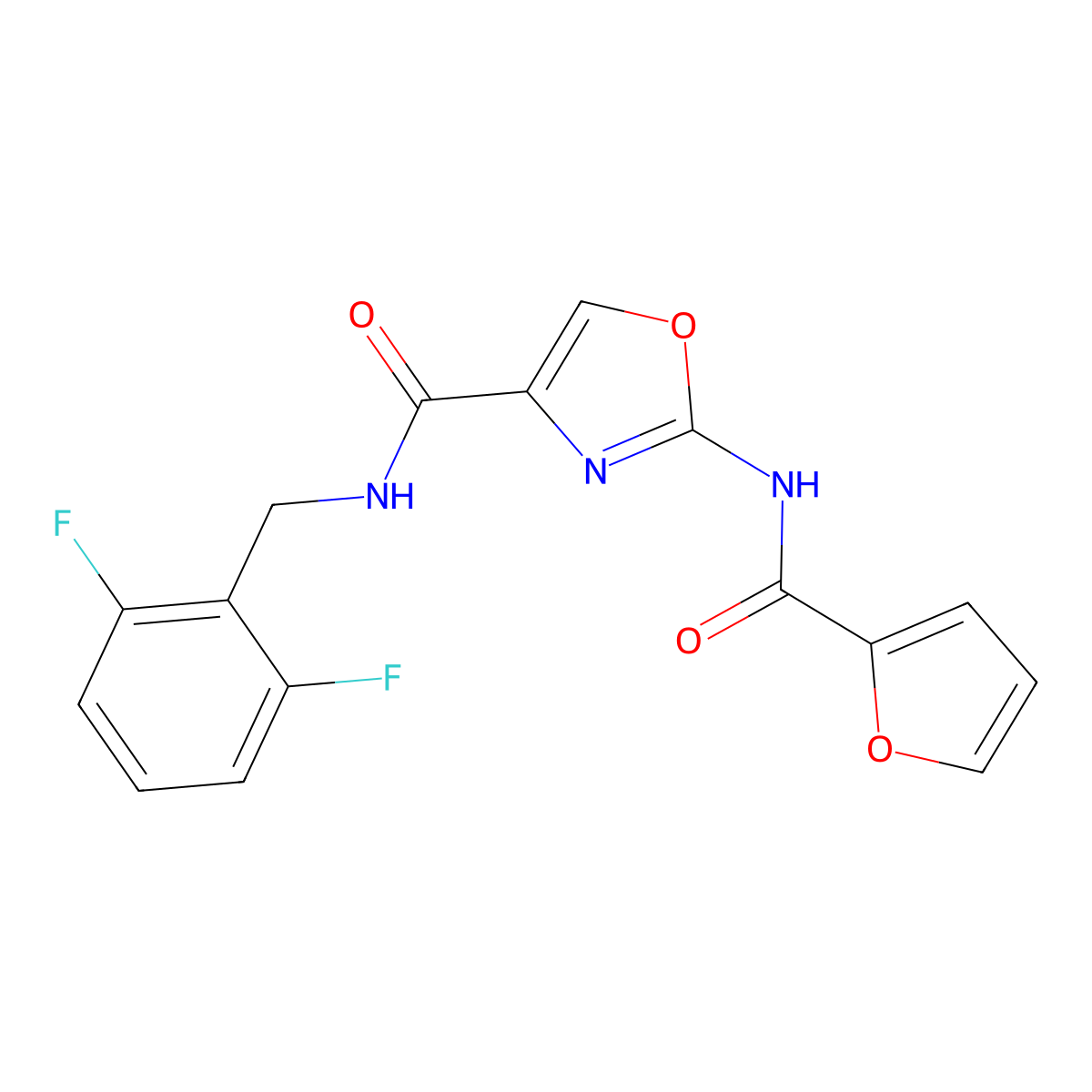 N-(2,6-difluorobenzyl)-2-(furan-2-carboxamido)oxazole-4-carboxamide molecular structure, CAS 1286699-89-5