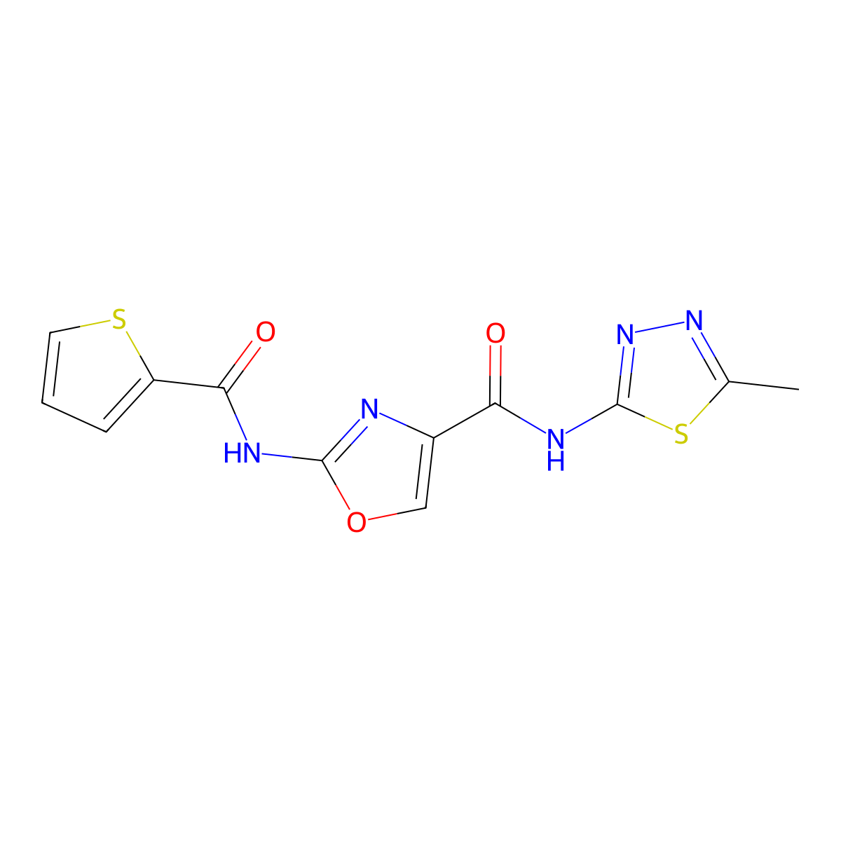 N-(5-methyl-1,3,4-thiadiazol-2-yl)-2-(thiophene-2-carboxamido)oxazole-4-carboxamide molecular structure, CAS 1286700-00-2