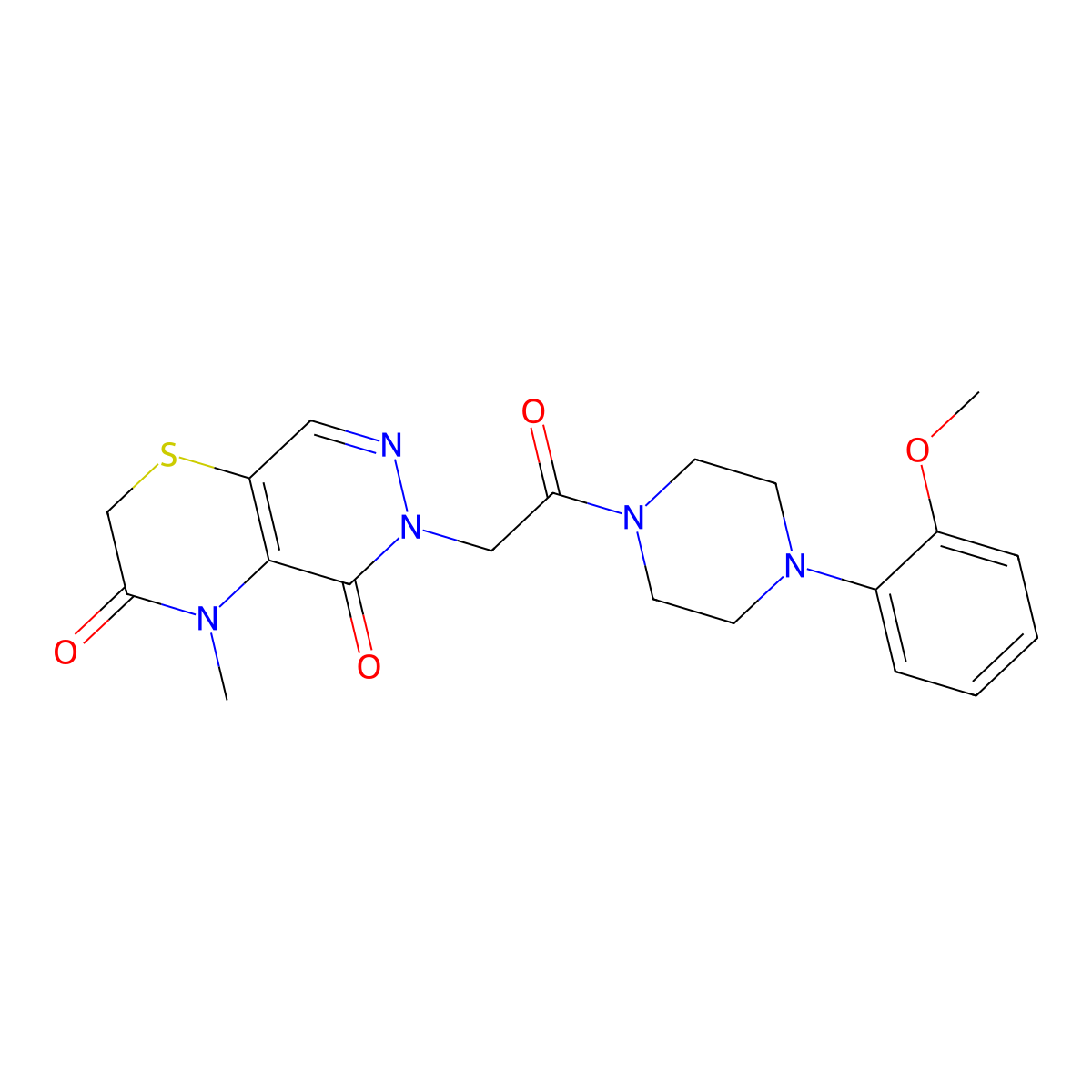 6-{2-[4-(2-methoxyphenyl)piperazin-1-yl]-2-oxoethyl}-4-methyl-2H,3H,4H,5H,6H-pyridazino[4,5-b][1,4]thiazine-3,5-dione molecular structure, CAS 1286700-05-7