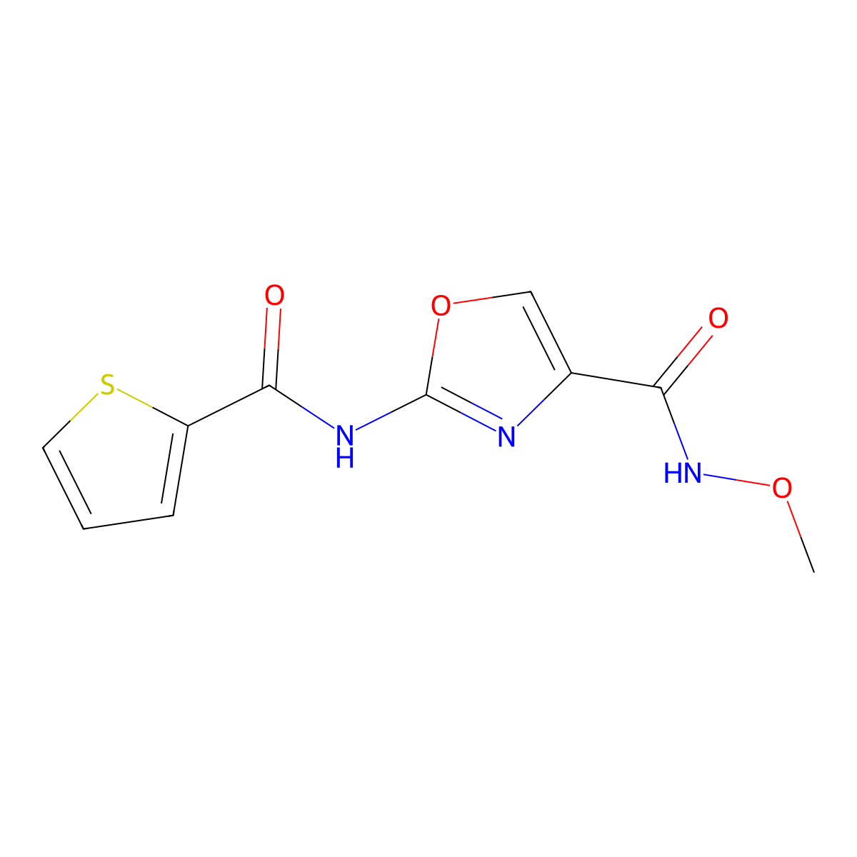 N-methoxy-2-(thiophene-2-carboxamido)oxazole-4-carboxamide molecular structure, CAS 1286700-07-9
