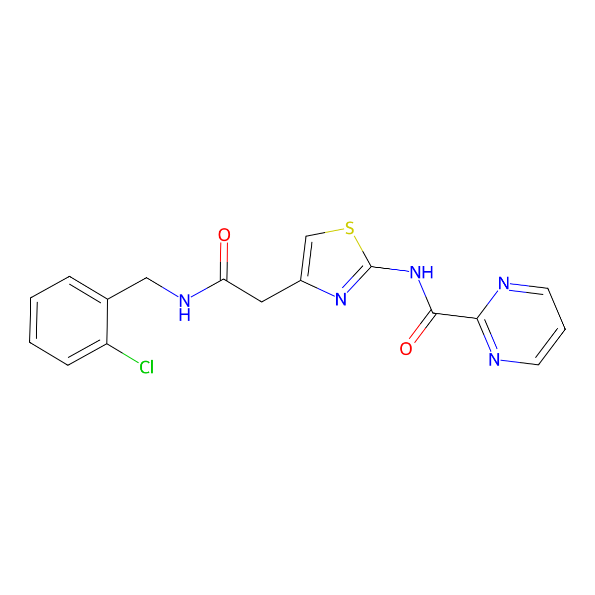 N-(4-(2-((2-chlorobenzyl)amino)-2-oxoethyl)thiazol-2-yl)pyrimidine-2-carboxamide molecular structure, CAS 1286700-08-0