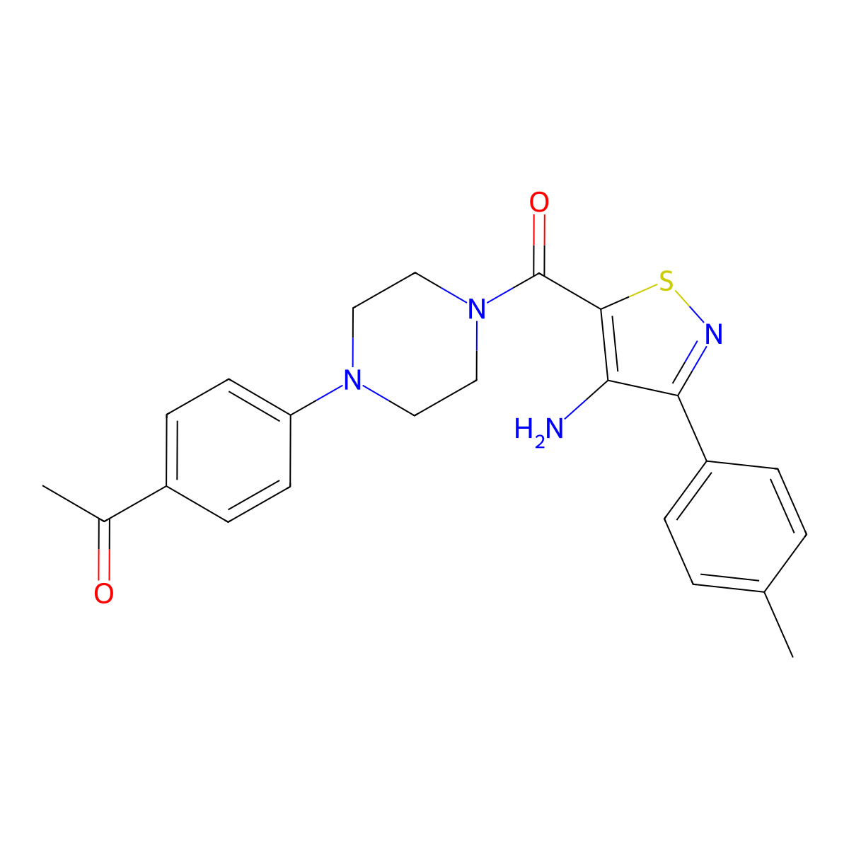 1-(4-(4-(4-Amino-3-(p-tolyl)isothiazole-5-carbonyl)piperazin-1-yl)phenyl)ethanone molecular structure, CAS 1286700-09-1