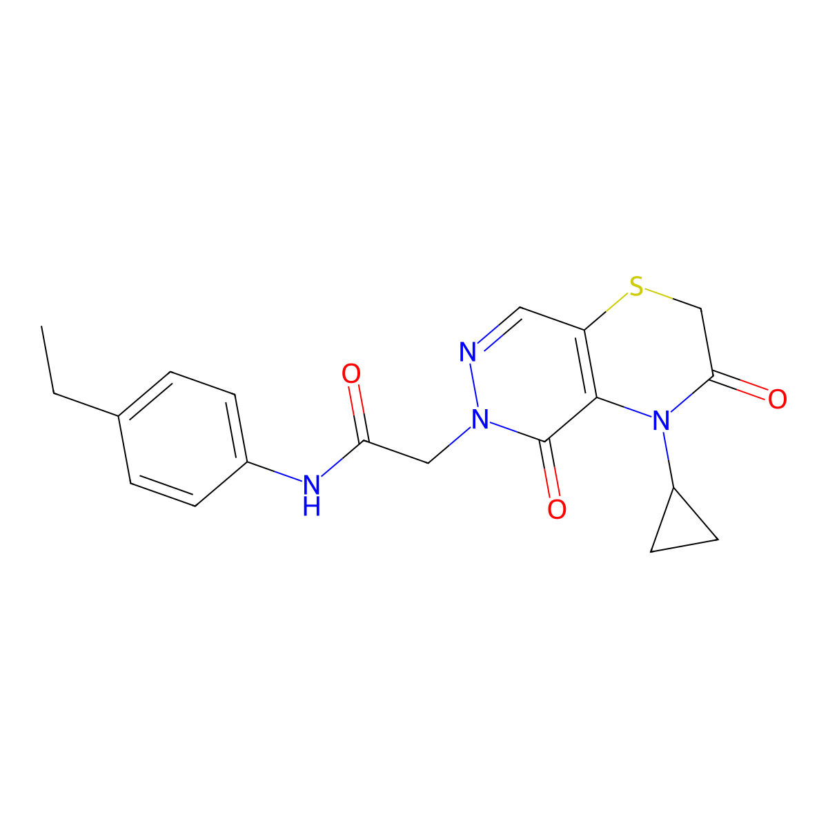 2-{4-cyclopropyl-3,5-dioxo-2H,3H,4H,5H,6H-pyridazino[4,5-b][1,4]thiazin-6-yl}-N-(4-ethylphenyl)acetamide molecular structure, CAS 1286700-10-4