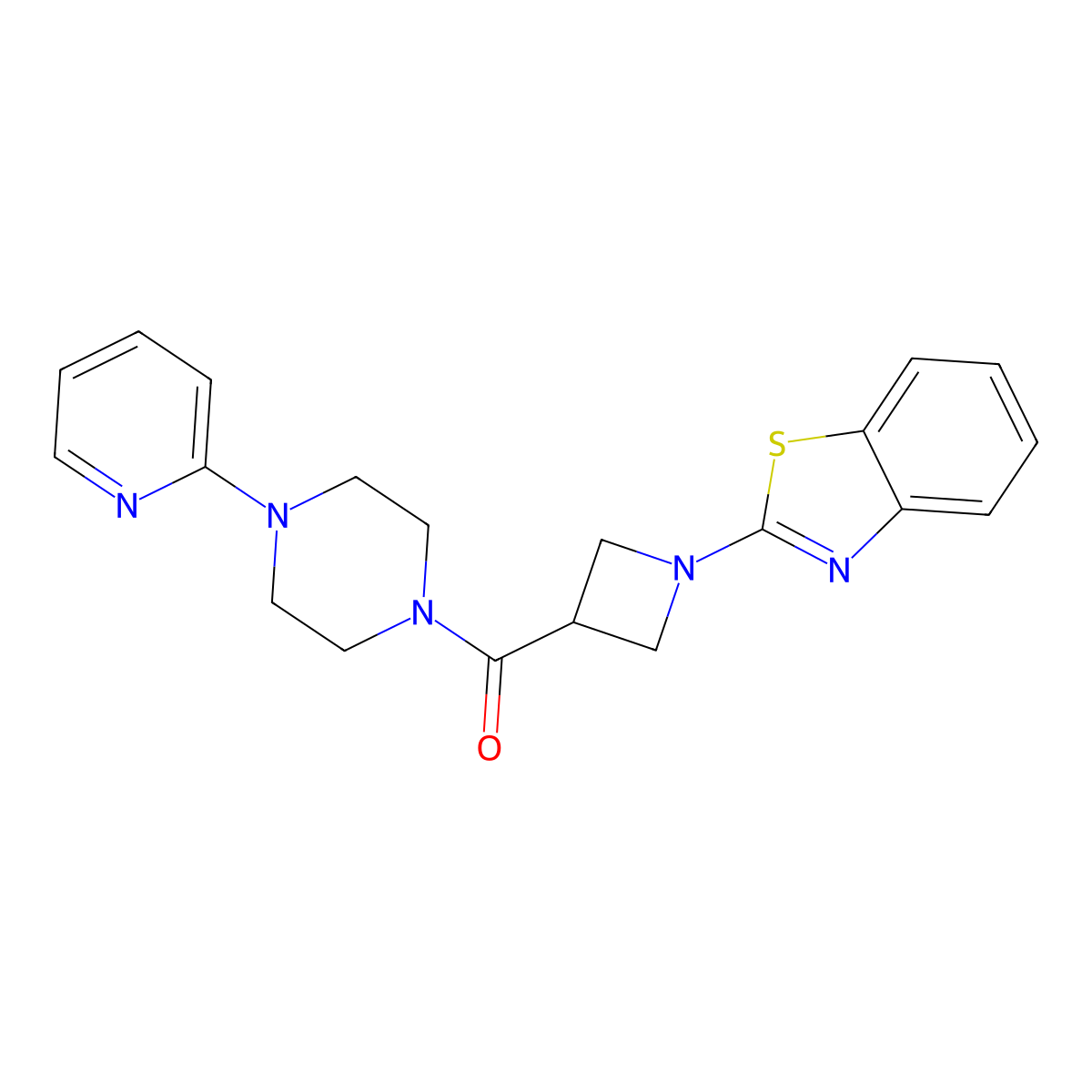 (1-(Benzo[d]thiazol-2-yl)azetidin-3-yl)(4-(pyridin-2-yl)piperazin-1-yl)methanone molecular structure, CAS 1286700-12-6
