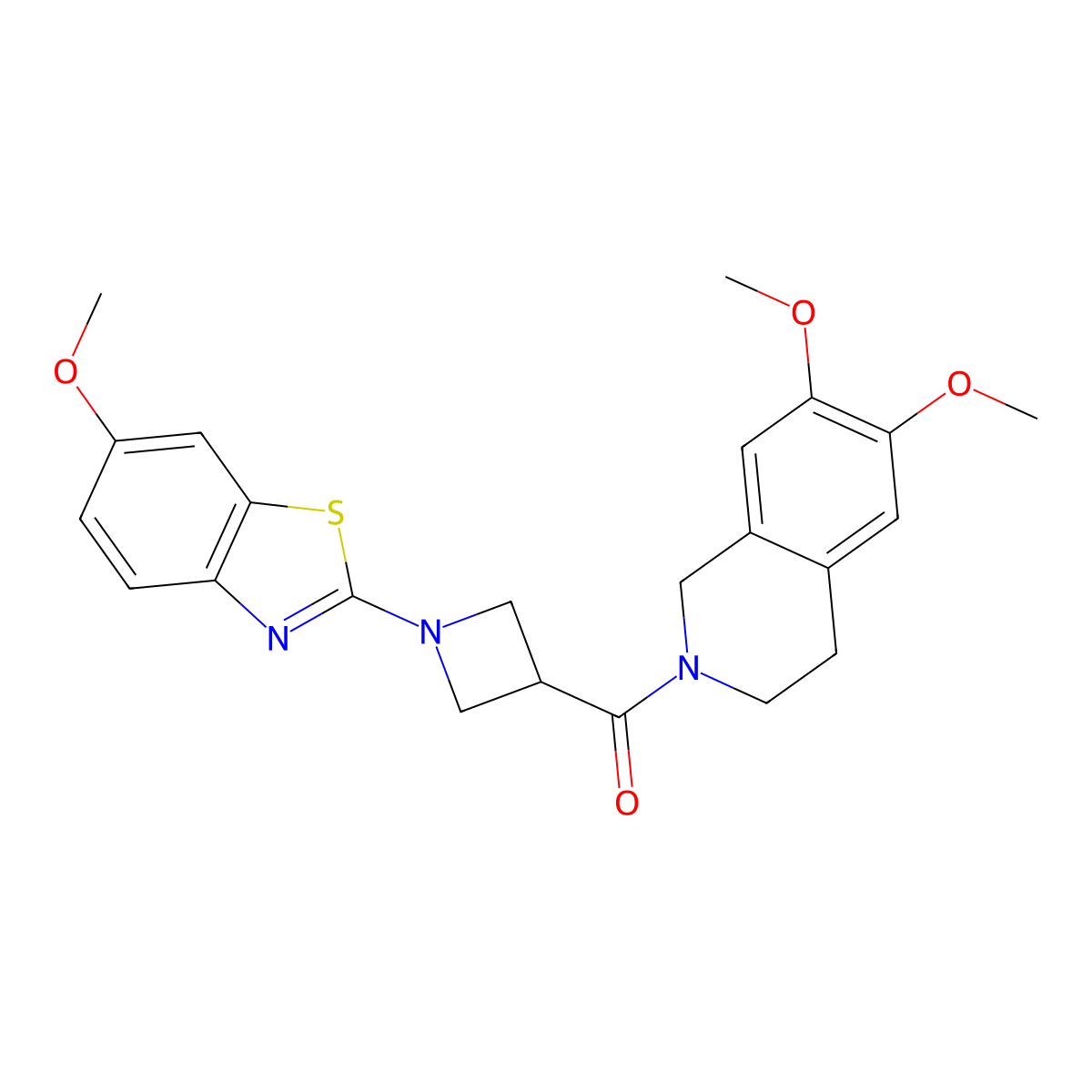 (6,7-dimethoxy-3,4-dihydroisoquinolin-2(1H)-yl)(1-(6-methoxybenzo[d]thiazol-2-yl)azetidin-3-yl)methanone molecular structure, CAS 1286700-19-3