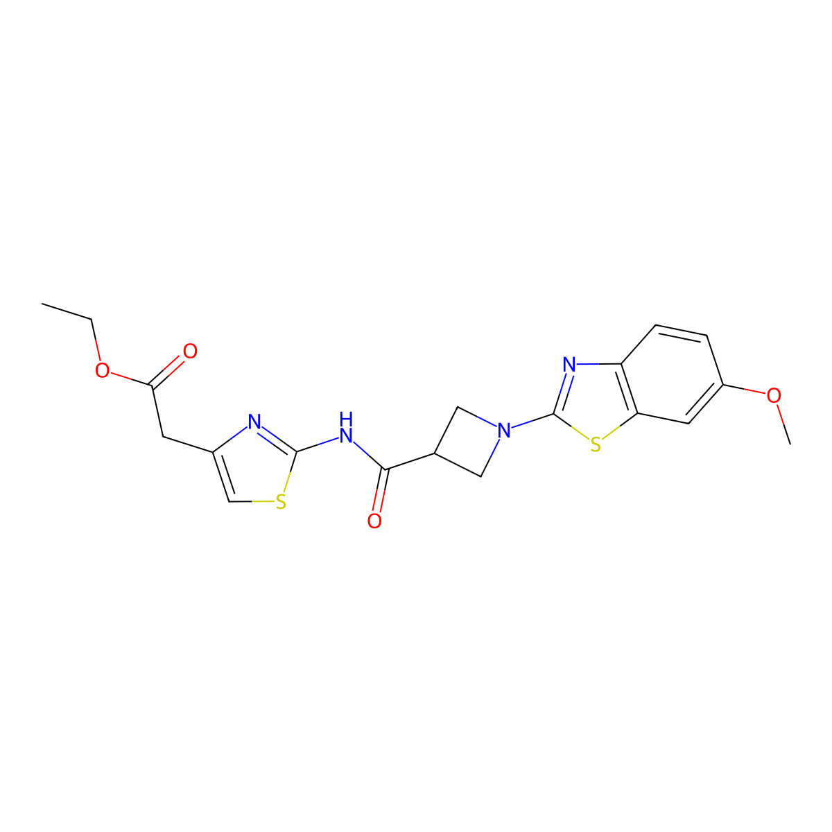 Ethyl 2-(2-(1-(6-methoxybenzo[d]thiazol-2-yl)azetidine-3-carboxamido)thiazol-4-yl)acetate molecular structure, CAS 1286700-22-8