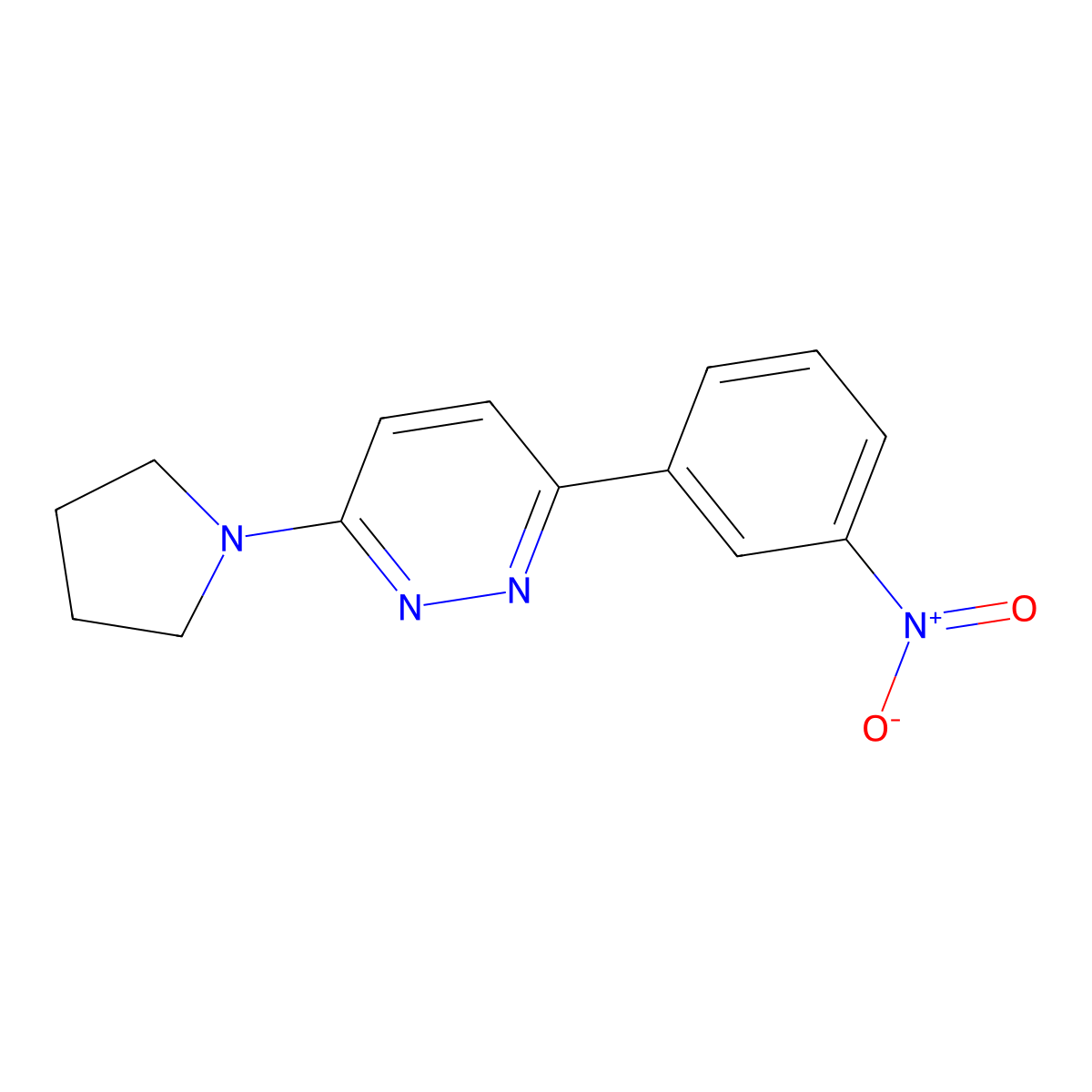 3-(3-Nitrophenyl)-6-(pyrrolidin-1-yl)pyridazine molecular structure, CAS 1286702-04-2