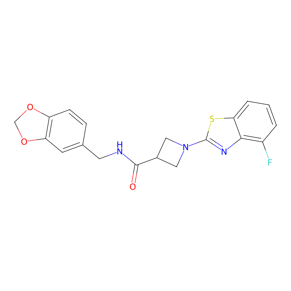 N-(benzo[d][1,3]dioxol-5-ylmethyl)-1-(4-fluorobenzo[d]thiazol-2-yl)azetidine-3-carboxamide molecular structure, CAS 1286702-06-4