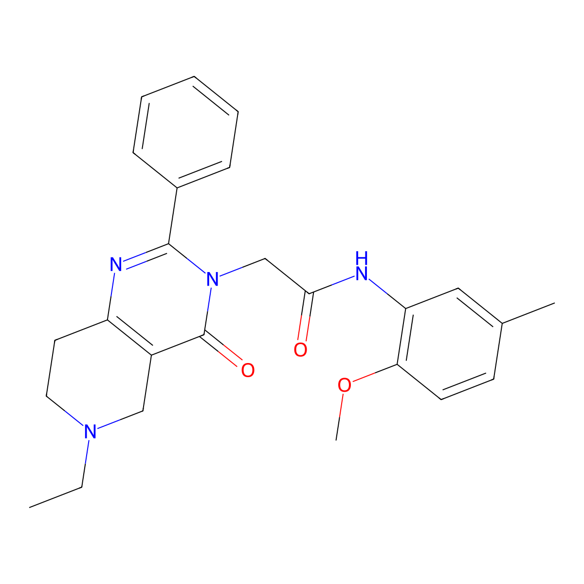 2-(6-ethyl-4-oxo-2-phenyl-5,6,7,8-tetrahydropyrido[4,3-d]pyrimidin-3(4H)-yl)-N-(2-methoxy-5-methylphenyl)acetamide molecular structure, CAS 1286702-12-2
