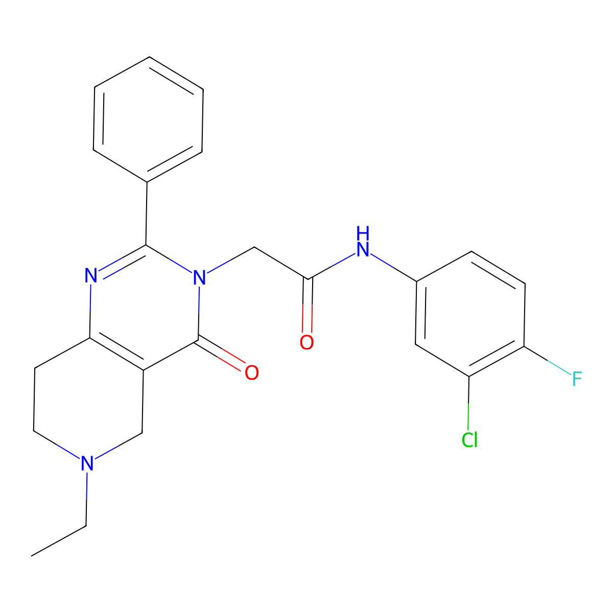 N-(3-chloro-4-fluorophenyl)-2-(6-ethyl-4-oxo-2-phenyl-5,6,7,8-tetrahydropyrido[4,3-d]pyrimidin-3(4H)-yl)acetamide molecular structure, CAS 1286702-16-6