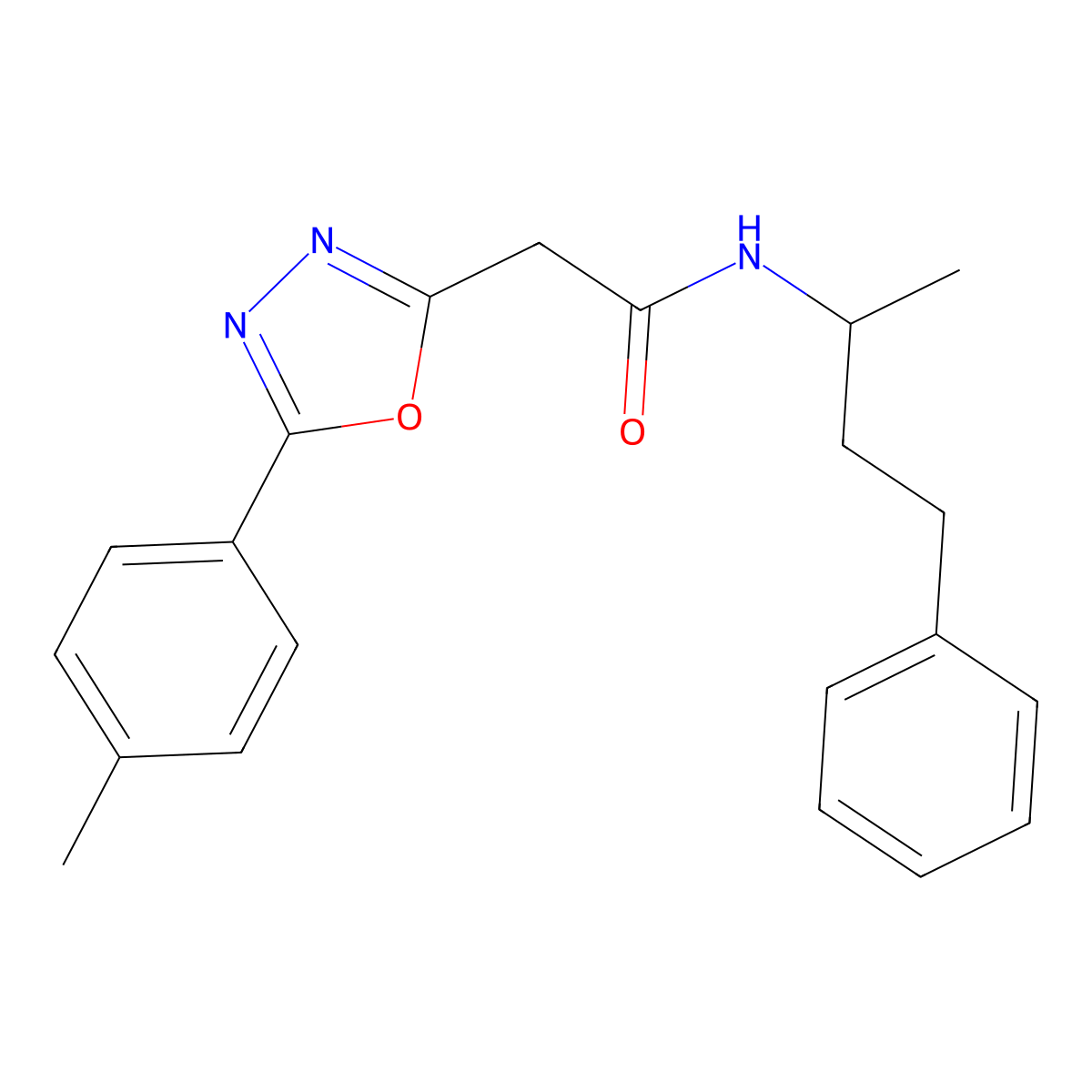 N-(4-phenylbutan-2-yl)-2-(5-(p-tolyl)-1,3,4-oxadiazol-2-yl)acetamide molecular structure, CAS 1286702-23-5