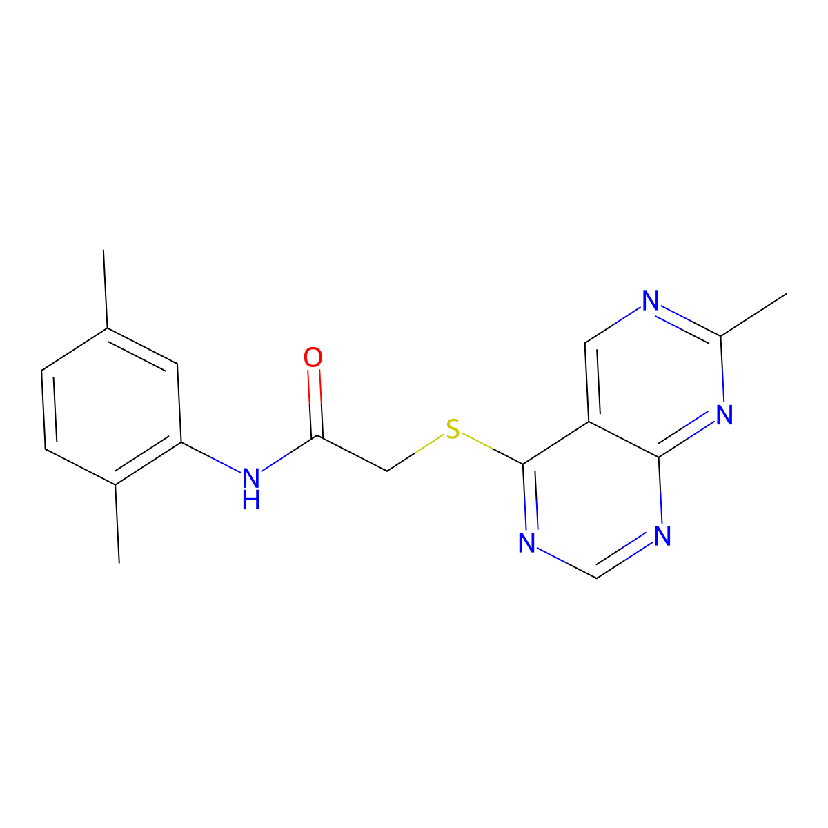 N-(2,5-dimethylphenyl)-2-((7-methylpyrimido[4,5-d]pyrimidin-4-yl)thio)acetamide molecular structure, CAS 1286702-24-6