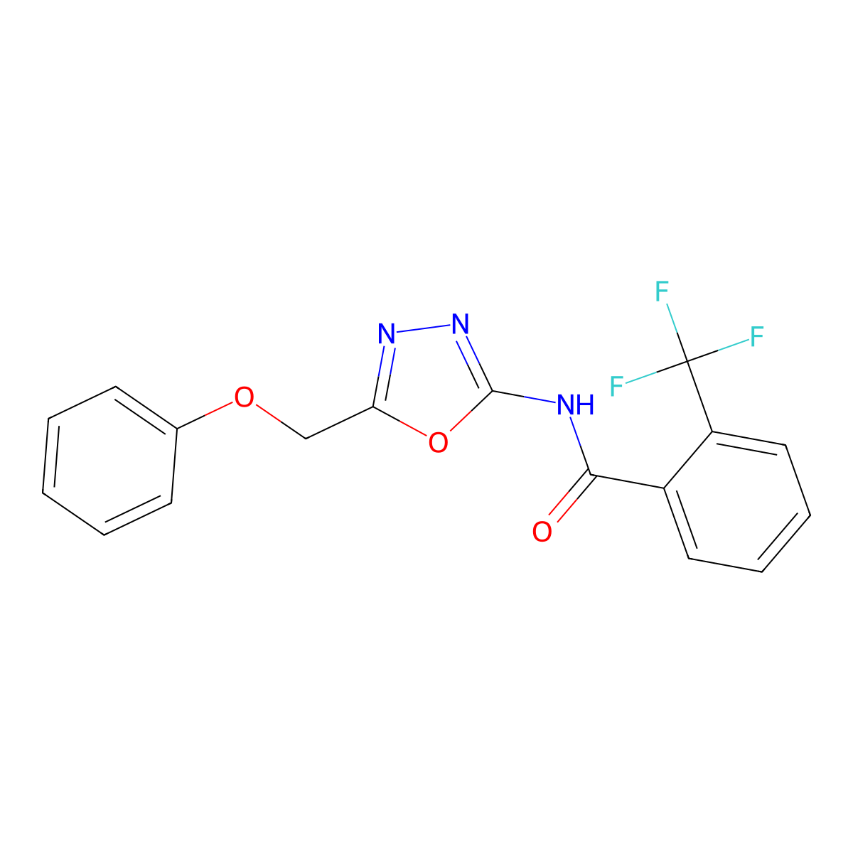N-[5-(phenoxymethyl)-1,3,4-oxadiazol-2-yl]-2-(trifluoromethyl)benzamide molecular structure, CAS 1286702-30-4