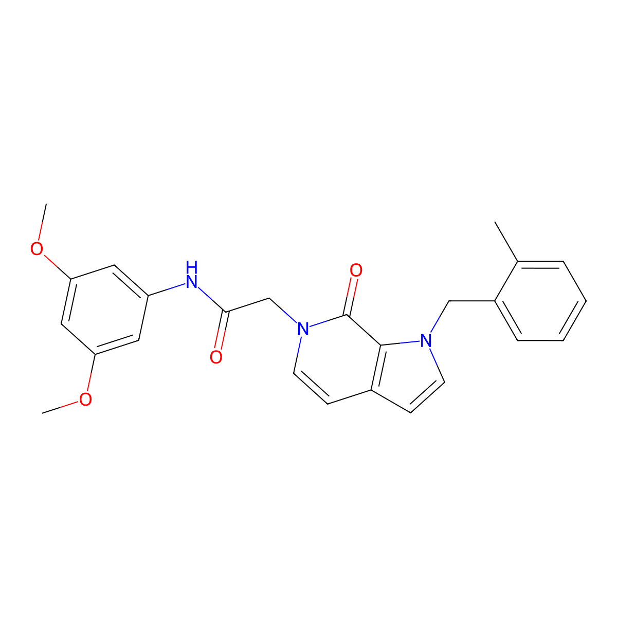 N-(3,5-dimethoxyphenyl)-2-{1-[(2-methylphenyl)methyl]-7-oxo-1H,6H,7H-pyrrolo[2,3-c]pyridin-6-yl}acetamide molecular structure, CAS 1286702-39-3