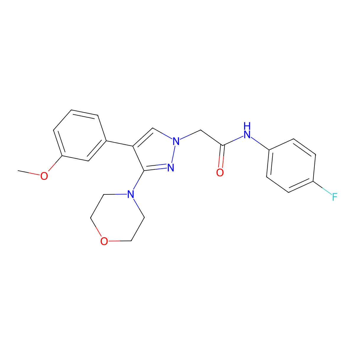 N-(4-fluorophenyl)-2-(4-(3-methoxyphenyl)-3-morpholino-1H-pyrazol-1-yl)acetamide molecular structure, CAS 1286702-41-7