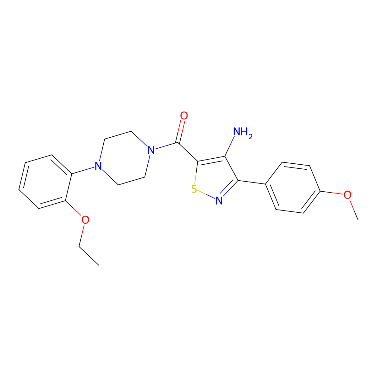 (4-Amino-3-(4-methoxyphenyl)isothiazol-5-yl)(4-(2-ethoxyphenyl)piperazin-1-yl)methanone molecular structure, CAS 1286702-45-1