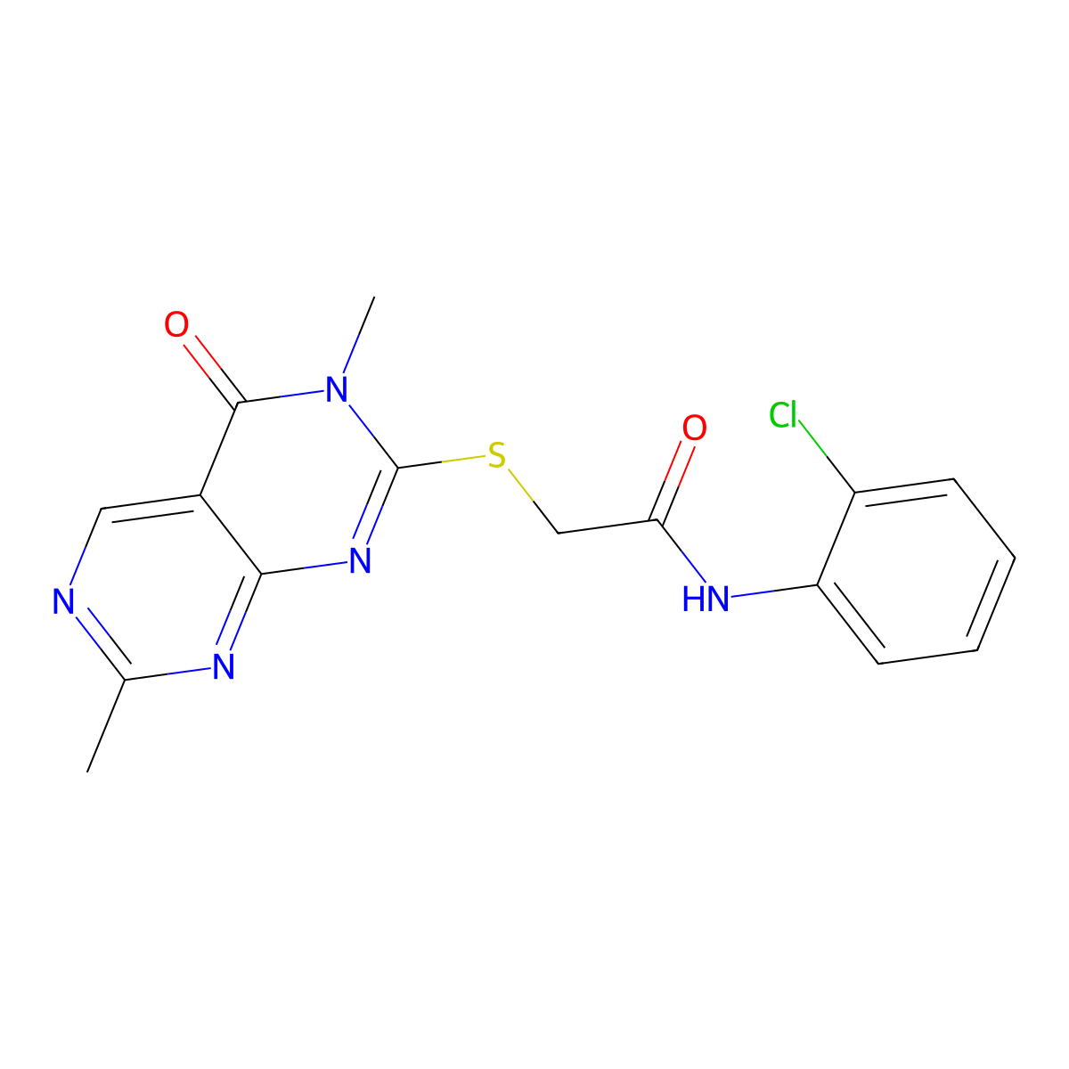 N-(2-chlorophenyl)-2-((3,7-dimethyl-4-oxo-3,4-dihydropyrimido[4,5-d]pyrimidin-2-yl)thio)acetamide molecular structure, CAS 1286702-56-4