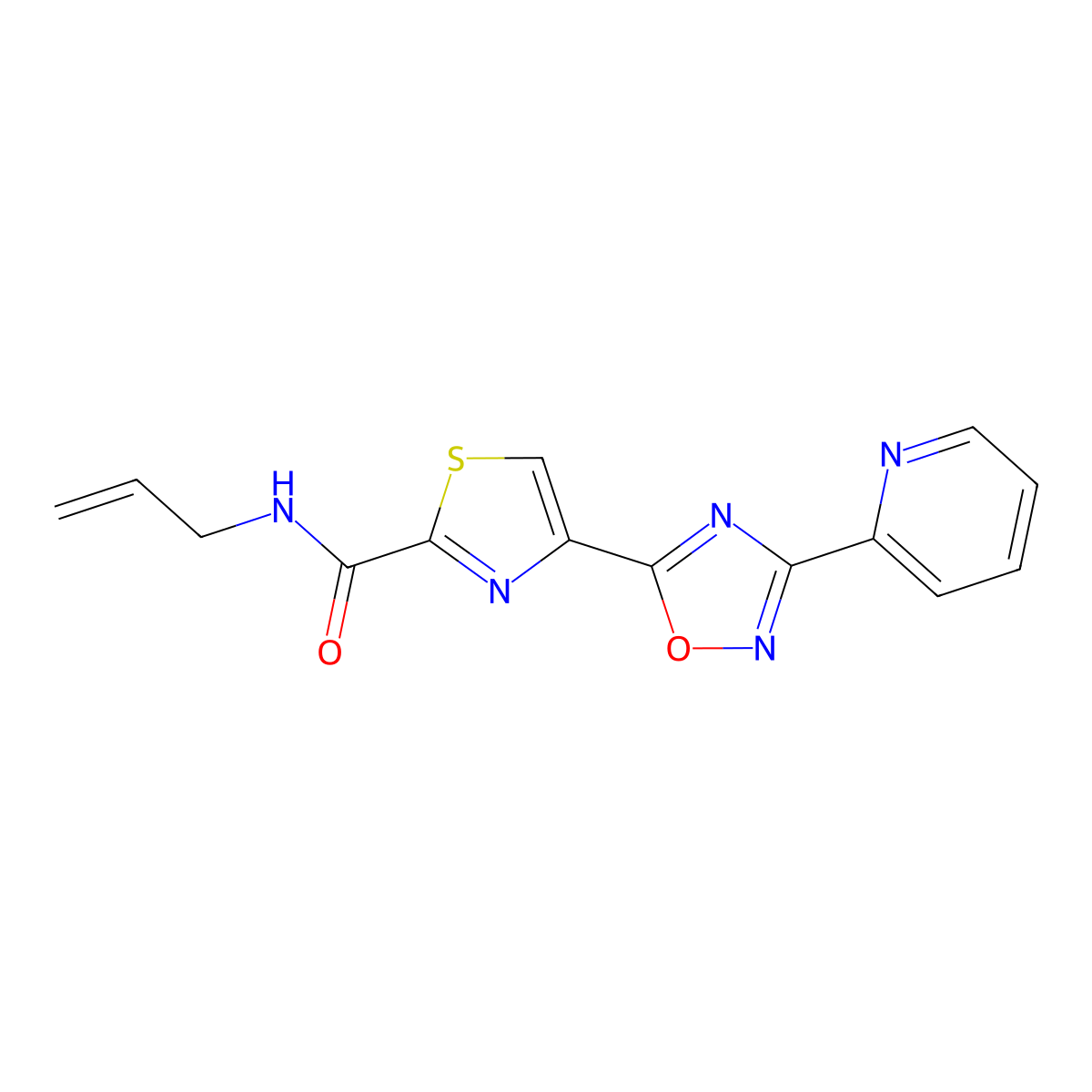 N-allyl-4-(3-(pyridin-2-yl)-1,2,4-oxadiazol-5-yl)thiazole-2-carboxamide molecular structure, CAS 1286702-58-6