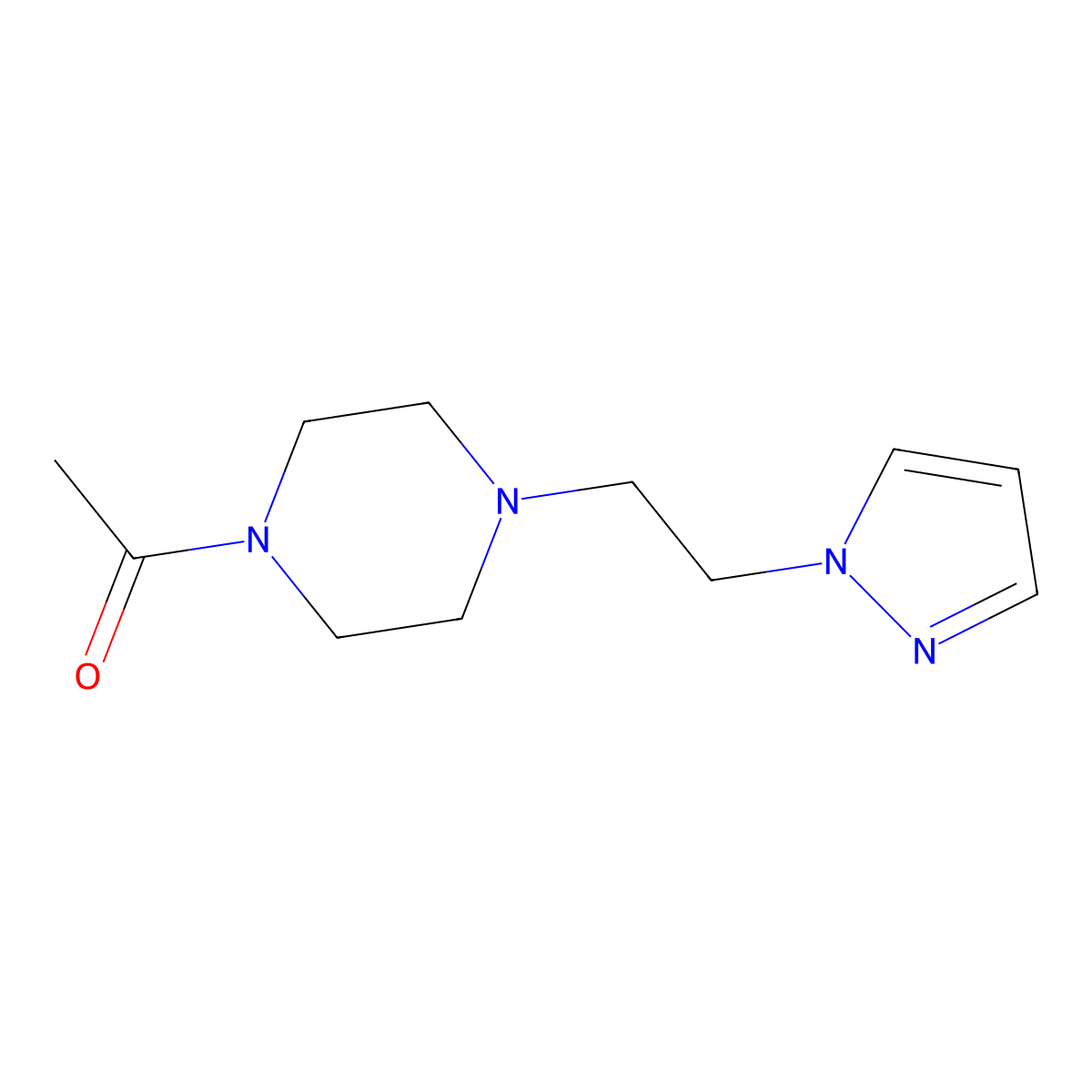 1-(4-(2-(1H-pyrazol-1-yl)ethyl)piperazin-1-yl)ethanone molecular structure, CAS 1286702-67-7