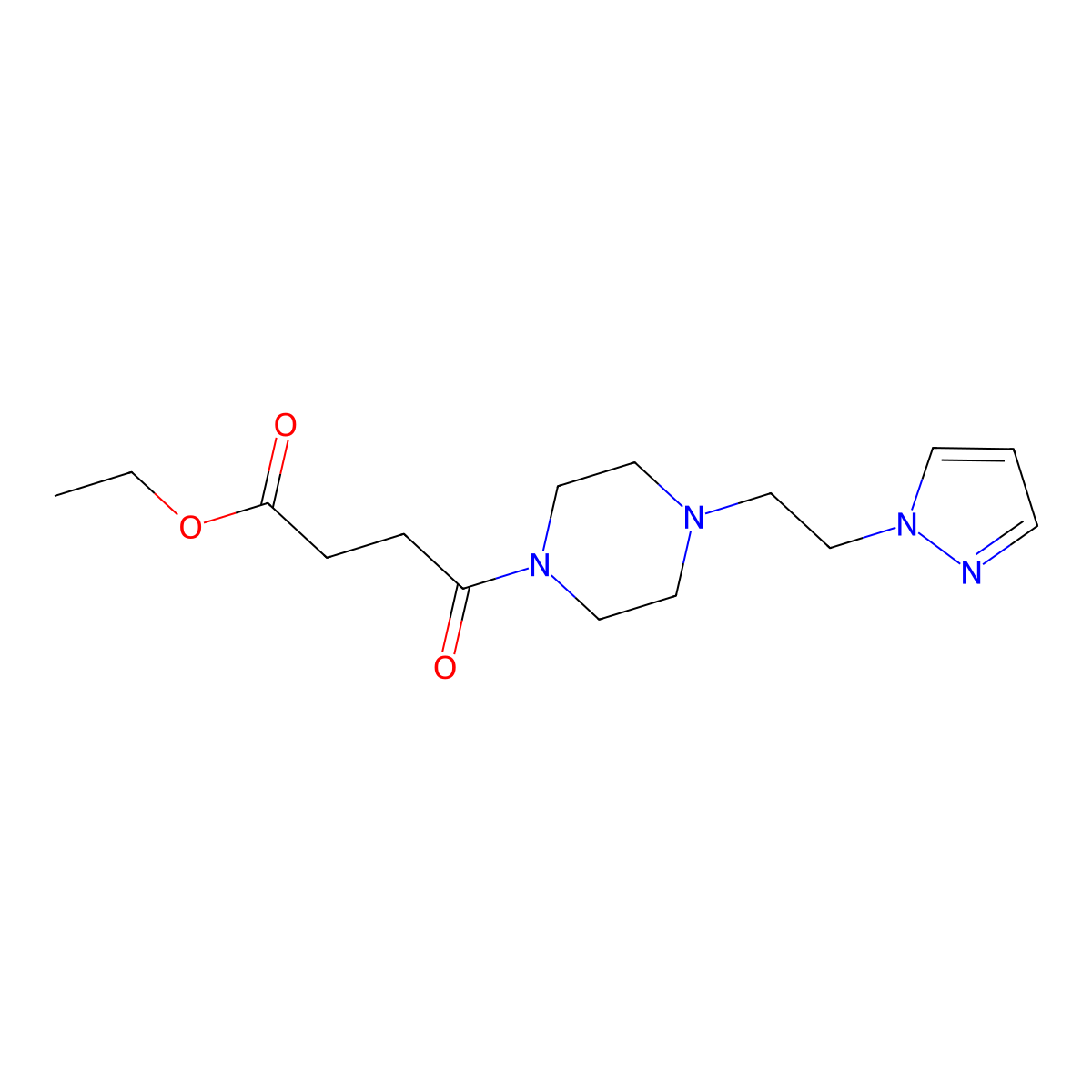 ethyl 4-(4-(2-(1H-pyrazol-1-yl)ethyl)piperazin-1-yl)-4-oxobutanoate molecular structure, CAS 1286702-71-3