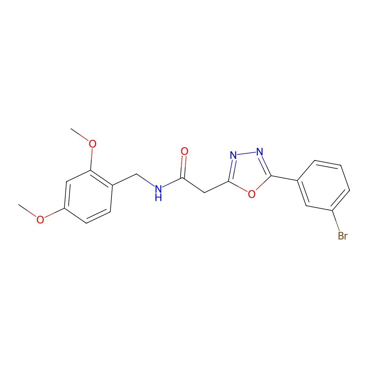 2-(5-(3-bromophenyl)-1,3,4-oxadiazol-2-yl)-N-(2,4-dimethoxybenzyl)acetamide molecular structure, CAS 1286702-83-7