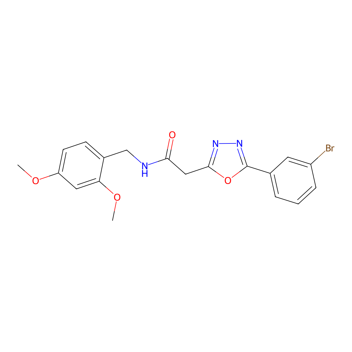 2-(5-(3-bromophenyl)-1,3,4-oxadiazol-2-yl)-N-(2,4-dimethoxybenzyl)acetamide molecular structure, CAS 1286702-83-7
