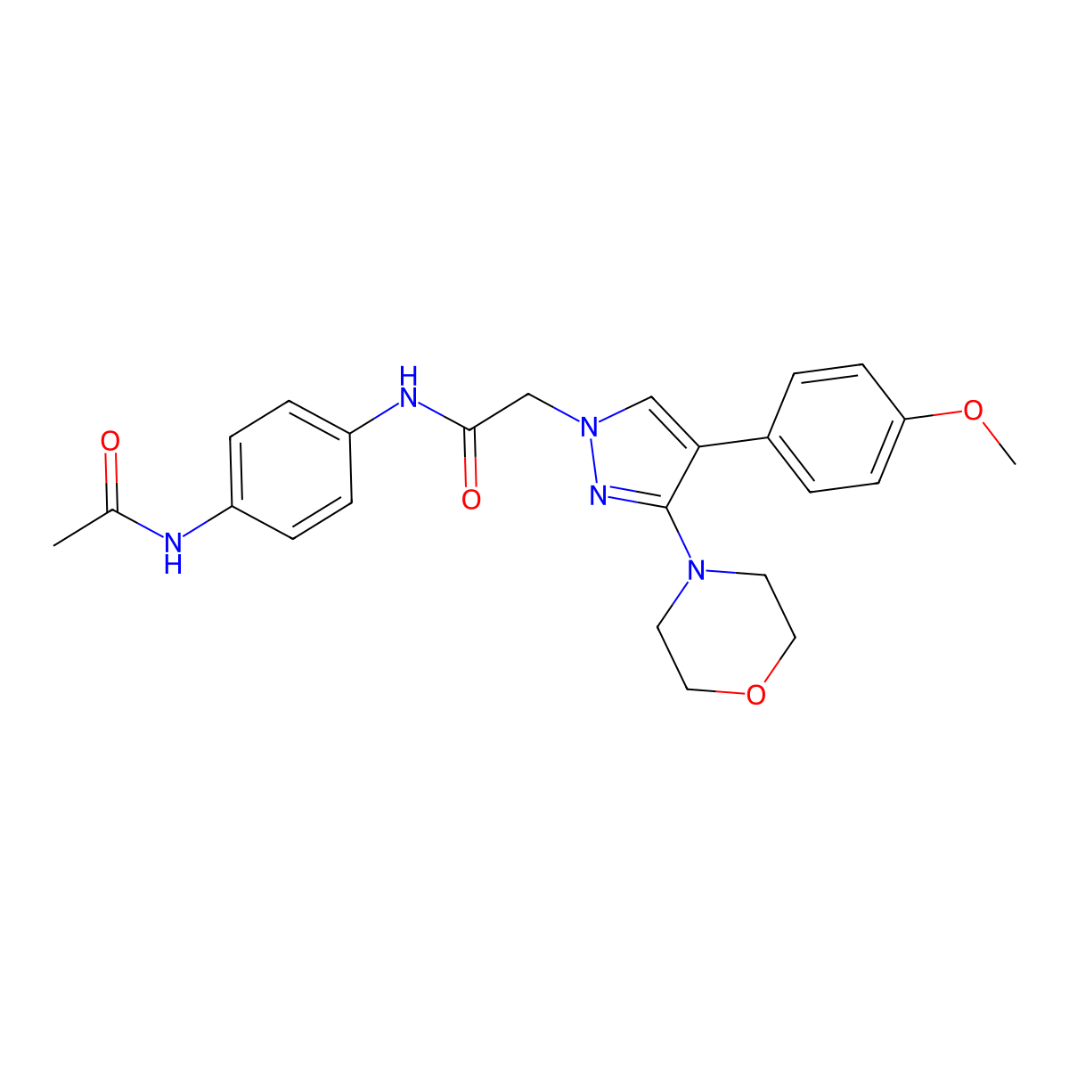 N-(4-acetamidophenyl)-2-(4-(4-methoxyphenyl)-3-morpholino-1H-pyrazol-1-yl)acetamide molecular structure, CAS 1286703-15-8