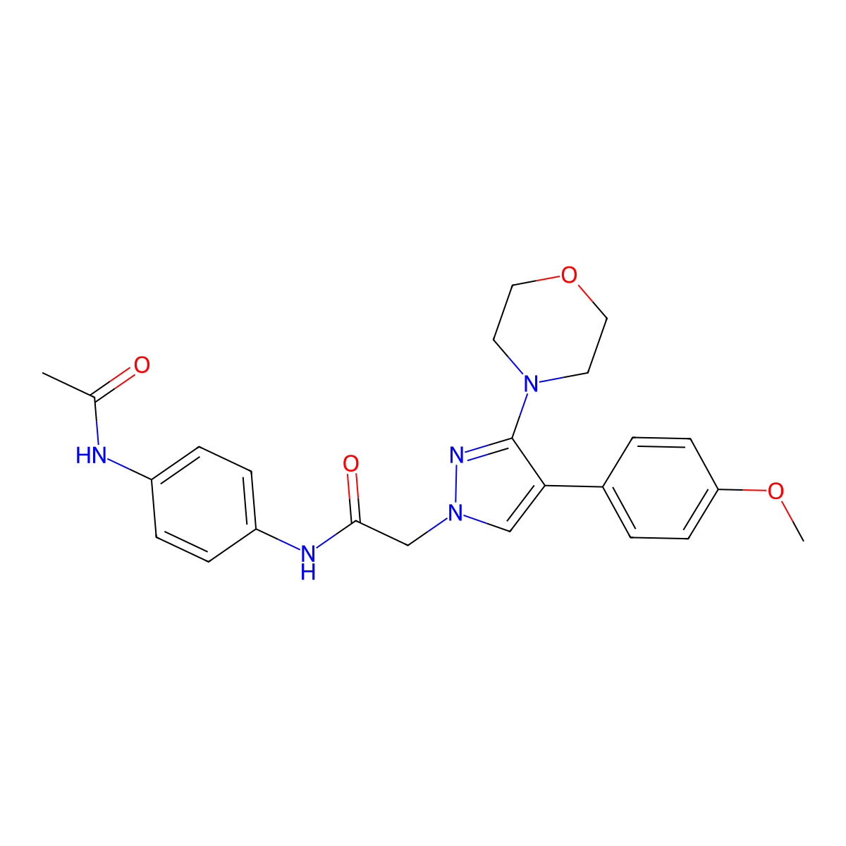 N-(4-acetamidophenyl)-2-(4-(4-methoxyphenyl)-3-morpholino-1H-pyrazol-1-yl)acetamide molecular structure, CAS 1286703-15-8