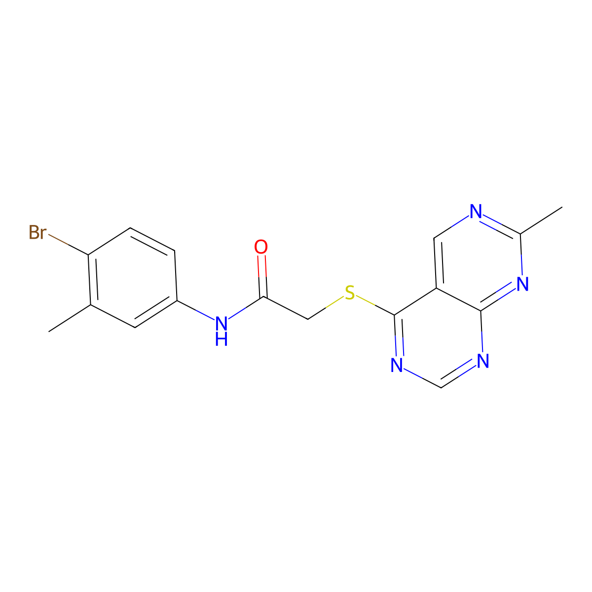 N-(4-bromo-3-methylphenyl)-2-({7-methylpyrimido[4,5-d][1,3]diazin-4-yl}sulfanyl)acetamide molecular structure, CAS 1286703-25-0