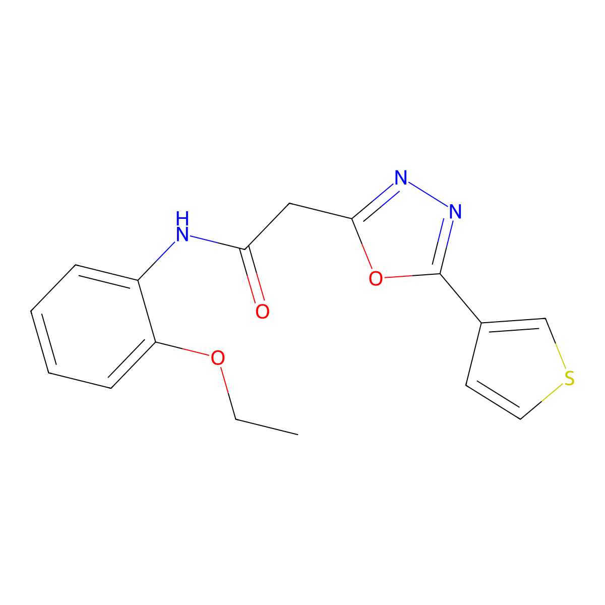 N-(2-ethoxyphenyl)-2-[5-(thiophen-3-yl)-1,3,4-oxadiazol-2-yl]acetamide molecular structure, CAS 1286703-27-2