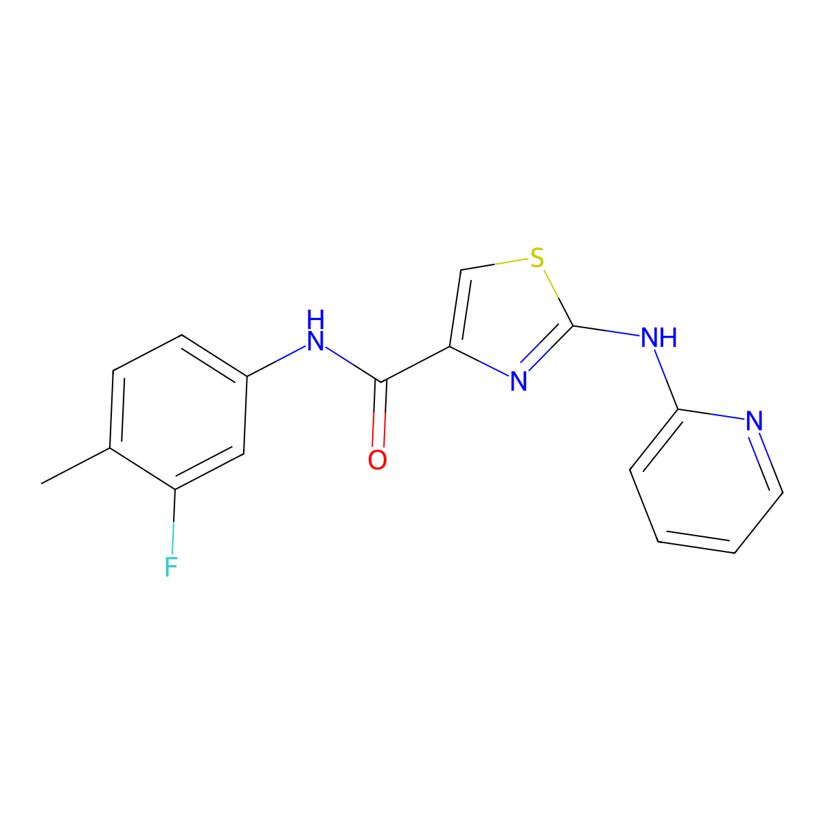 N-(3-fluoro-4-methylphenyl)-2-(pyridin-2-ylamino)thiazole-4-carboxamide molecular structure, CAS 1286703-31-8