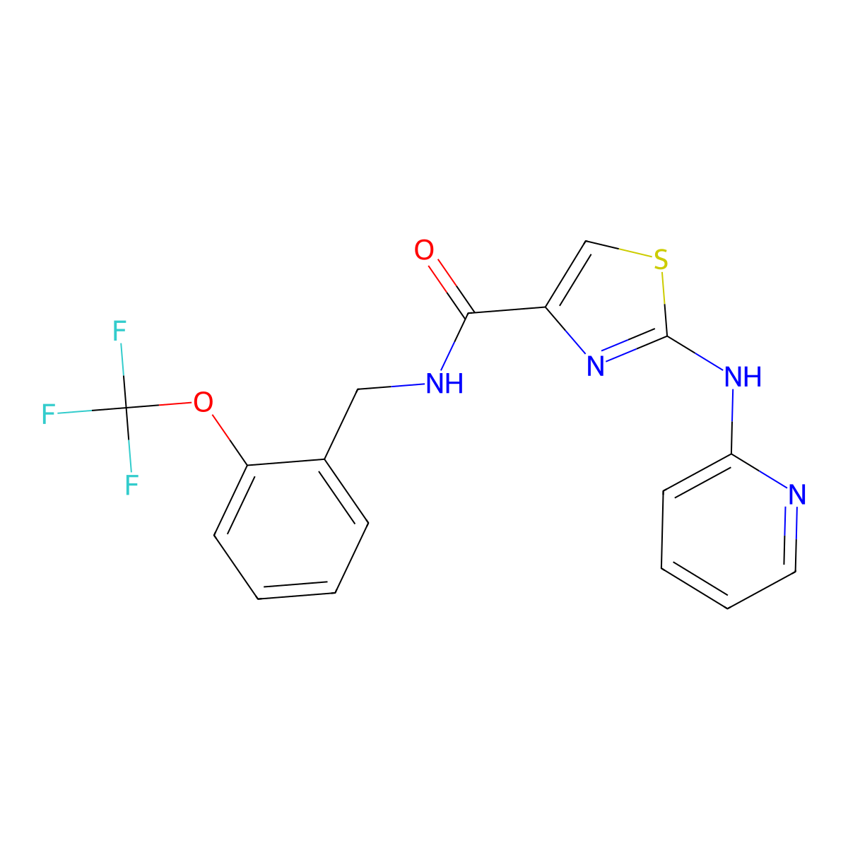 2-(pyridin-2-ylamino)-N-(2-(trifluoromethoxy)benzyl)thiazole-4-carboxamide molecular structure, CAS 1286703-36-3