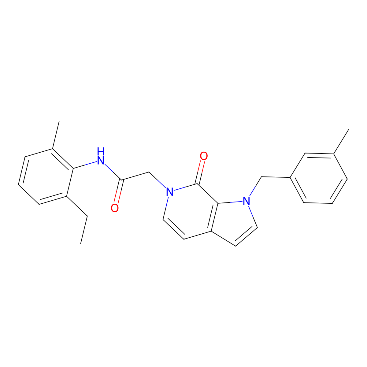 N-(2-ethyl-6-methylphenyl)-2-{1-[(3-methylphenyl)methyl]-7-oxo-1H,6H,7H-pyrrolo[2,3-c]pyridin-6-yl}acetamide molecular structure, CAS 1286703-37-4