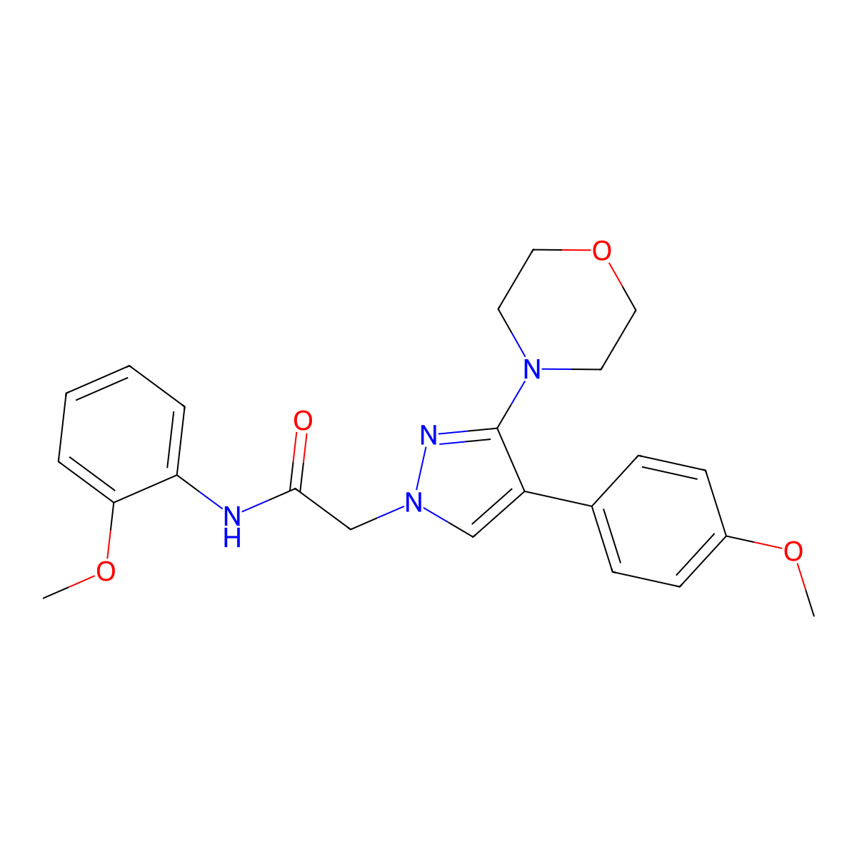 N-(2-methoxyphenyl)-2-(4-(4-methoxyphenyl)-3-morpholino-1H-pyrazol-1-yl)acetamide molecular structure, CAS 1286703-43-2