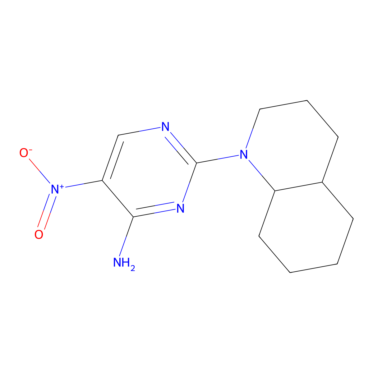 5-nitro-2-(octahydroquinolin-1(2H)-yl)pyrimidin-4-amine molecular structure, CAS 1286703-53-4