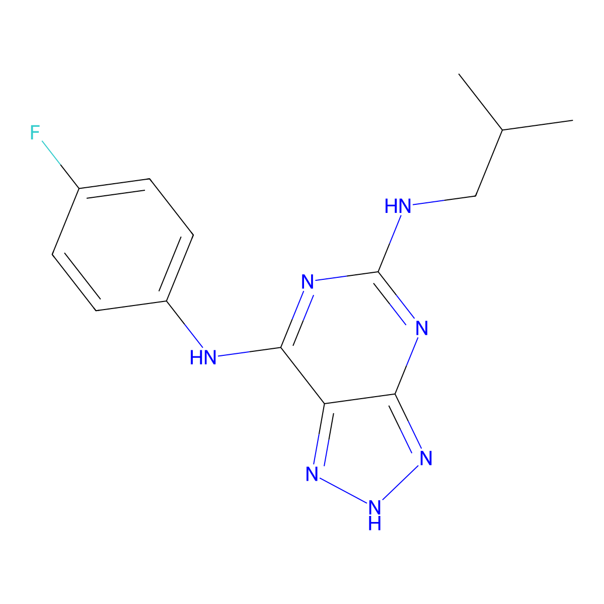 N7-(4-fluorophenyl)-N5-isobutyl-3H-[1,2,3]triazolo[4,5-d]pyrimidine-5,7-diamine molecular structure, CAS 1286703-59-0