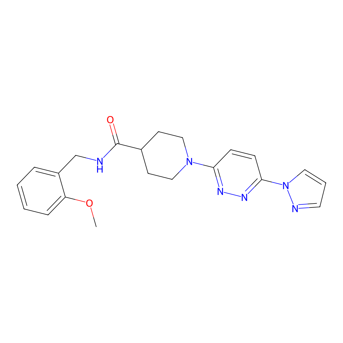 1-(6-(1H-pyrazol-1-yl)pyridazin-3-yl)-N-(2-methoxybenzyl)piperidine-4-carboxamide molecular structure, CAS 1286703-61-4