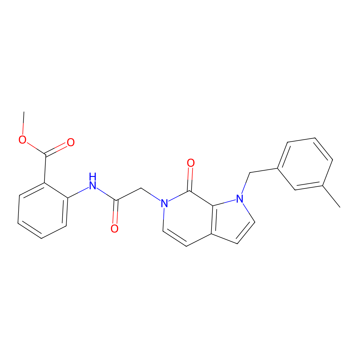 methyl 2-(2-(1-(3-methylbenzyl)-7-oxo-1H-pyrrolo[2,3-c]pyridin-6(7H)-yl)acetamido)benzoate molecular structure, CAS 1286703-62-5