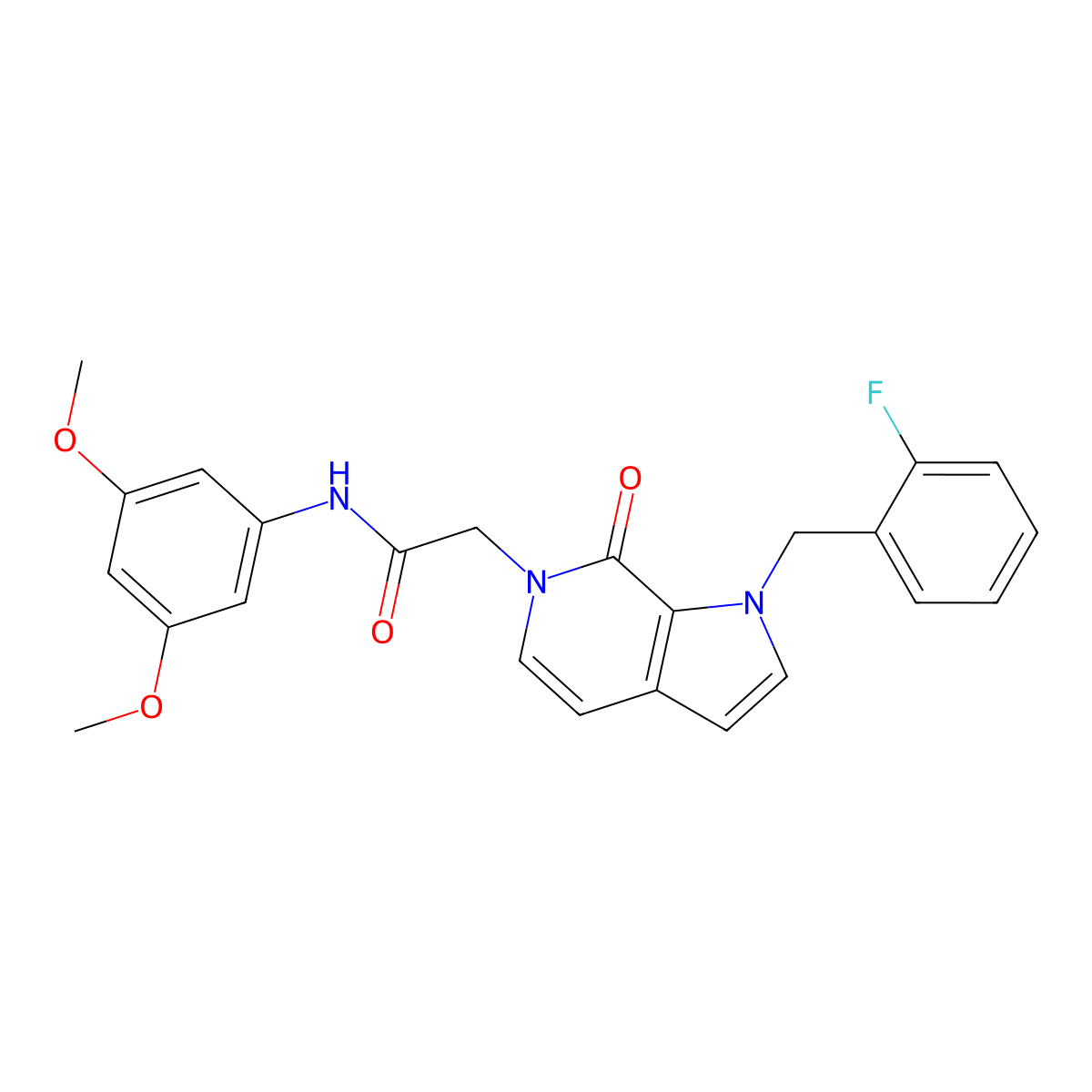 N-(3,5-dimethoxyphenyl)-2-{1-[(2-fluorophenyl)methyl]-7-oxo-1H,6H,7H-pyrrolo[2,3-c]pyridin-6-yl}acetamide molecular structure, CAS 1286703-68-1