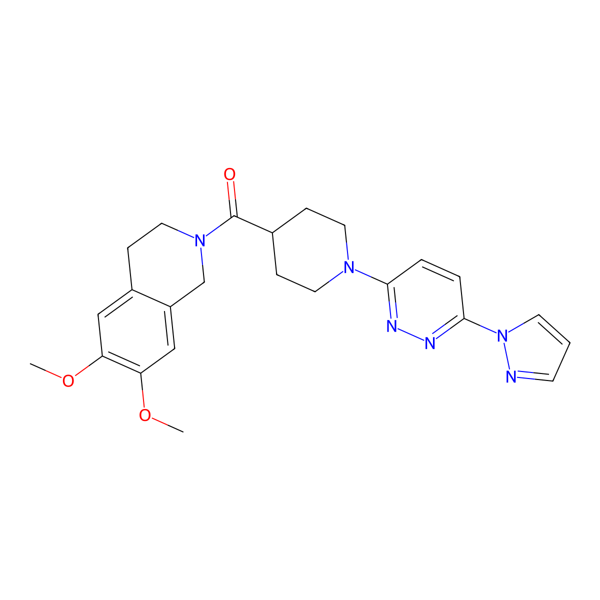(1-(6-(1H-pyrazol-1-yl)pyridazin-3-yl)piperidin-4-yl)(6,7-dimethoxy-3,4-dihydroisoquinolin-2(1H)-yl)methanone molecular structure, CAS 1286703-69-2