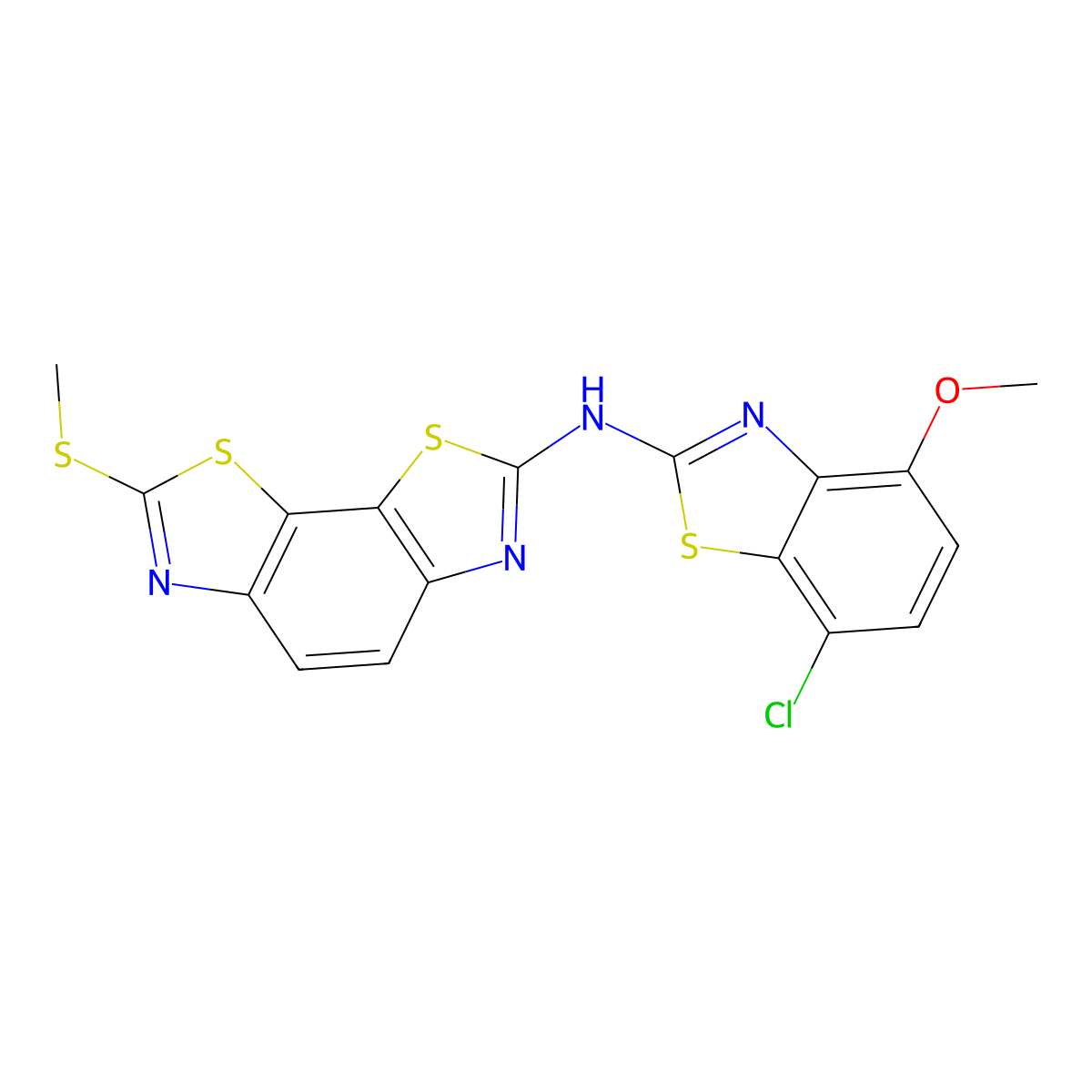 N-(7-chloro-4-methoxybenzo[d]thiazol-2-yl)-7-(methylthio)benzo[1,2-d:4,3-d']bis(thiazole)-2-amine molecular structure, CAS 1286703-70-5