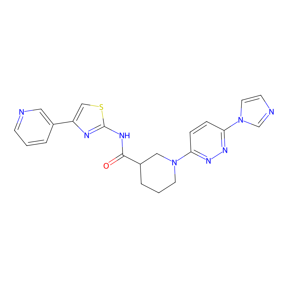 1-(6-(1H-imidazol-1-yl)pyridazin-3-yl)-N-(4-(pyridin-3-yl)thiazol-2-yl)piperidine-3-carboxamide molecular structure, CAS 1286703-75-0