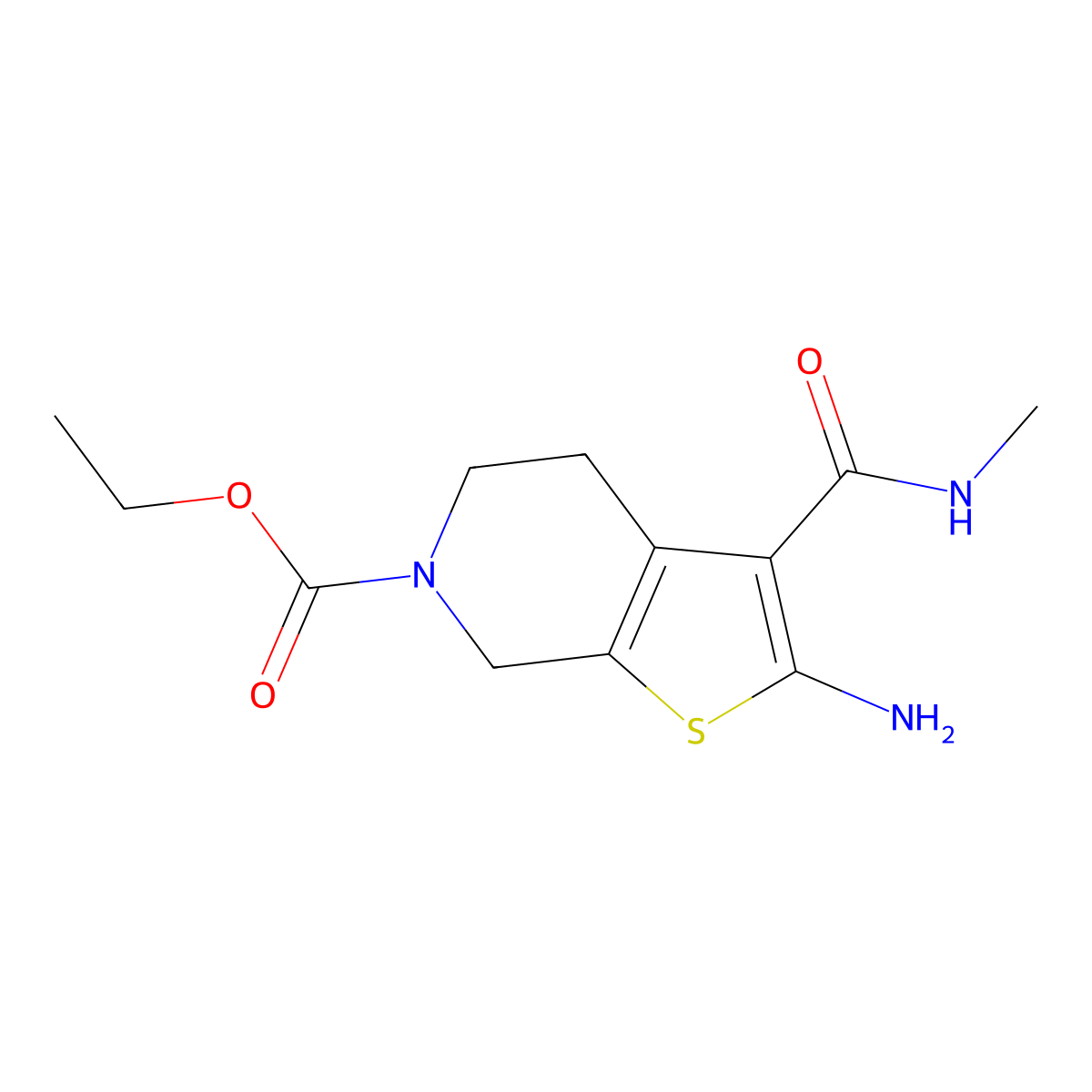 ethyl 2-amino-3-(methylcarbamoyl)-4,7-dihydrothieno[2,3-c]pyridine-6(5H)-carboxylate molecular structure, CAS 1286703-77-2