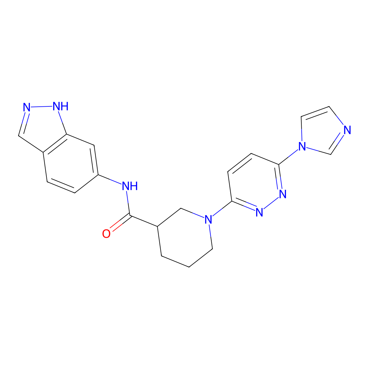 1-(6-(1H-imidazol-1-yl)pyridazin-3-yl)-N-(1H-indazol-6-yl)piperidine-3-carboxamide molecular structure, CAS 1286703-79-4
