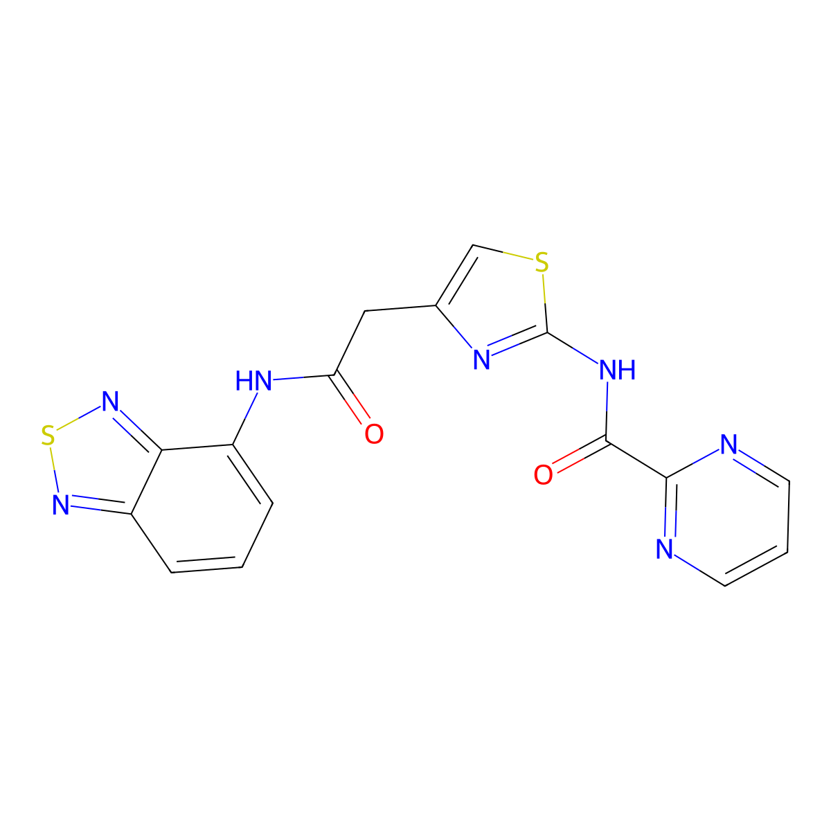 N-(4-(2-(benzo[c][1,2,5]thiadiazol-4-ylamino)-2-oxoethyl)thiazol-2-yl)pyrimidine-2-carboxamide molecular structure, CAS 1286703-80-7