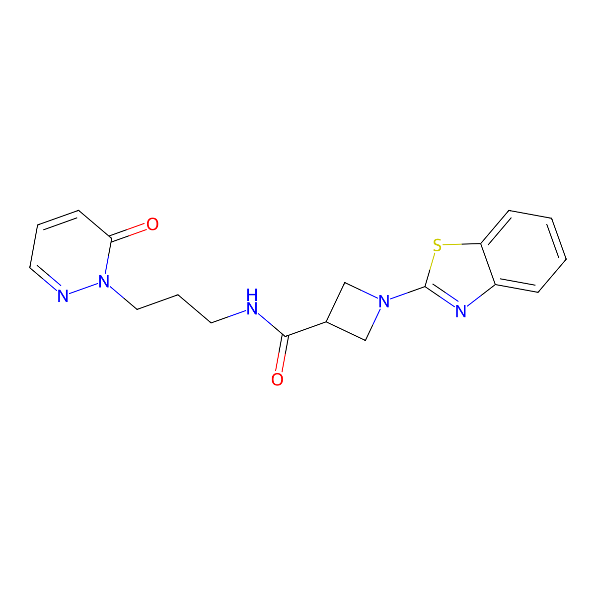 1-(benzo[d]thiazol-2-yl)-N-(3-(6-oxopyridazin-1(6H)-yl)propyl)azetidine-3-carboxamide molecular structure, CAS 1286703-84-1