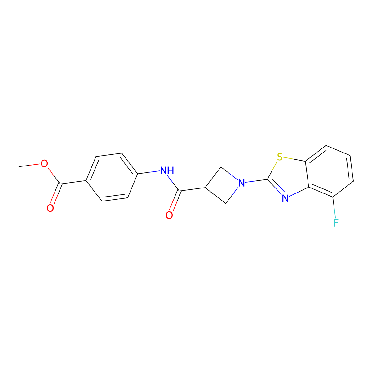 Methyl 4-(1-(4-fluorobenzo[d]thiazol-2-yl)azetidine-3-carboxamido)benzoate molecular structure, CAS 1286703-88-5