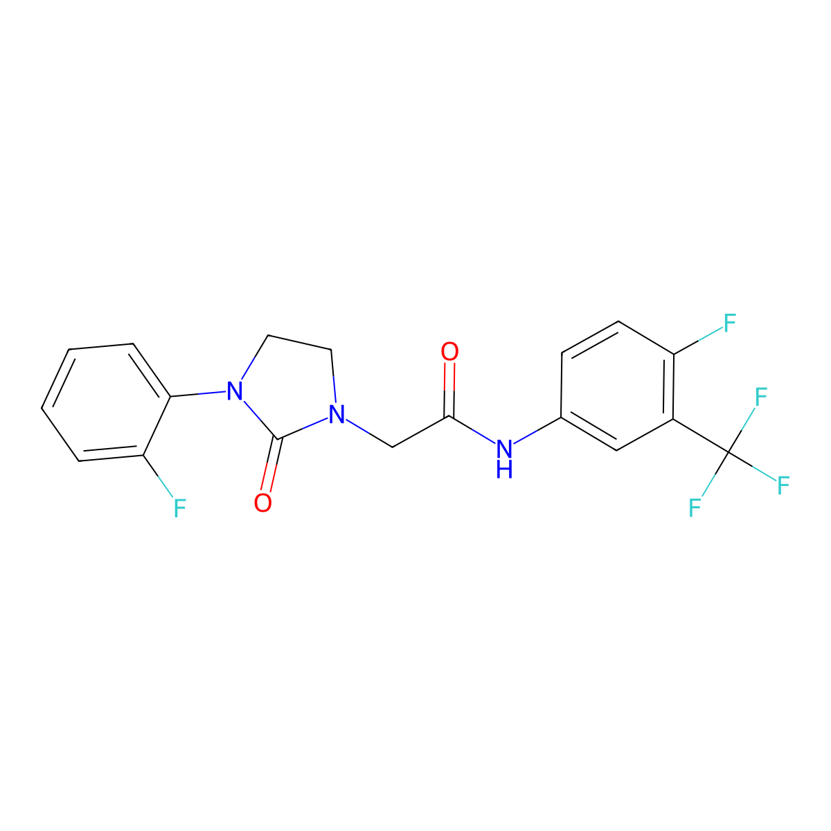 N-(4-fluoro-3-(trifluoromethyl)phenyl)-2-(3-(2-fluorophenyl)-2-oxoimidazolidin-1-yl)acetamide molecular structure, CAS 1286703-90-9