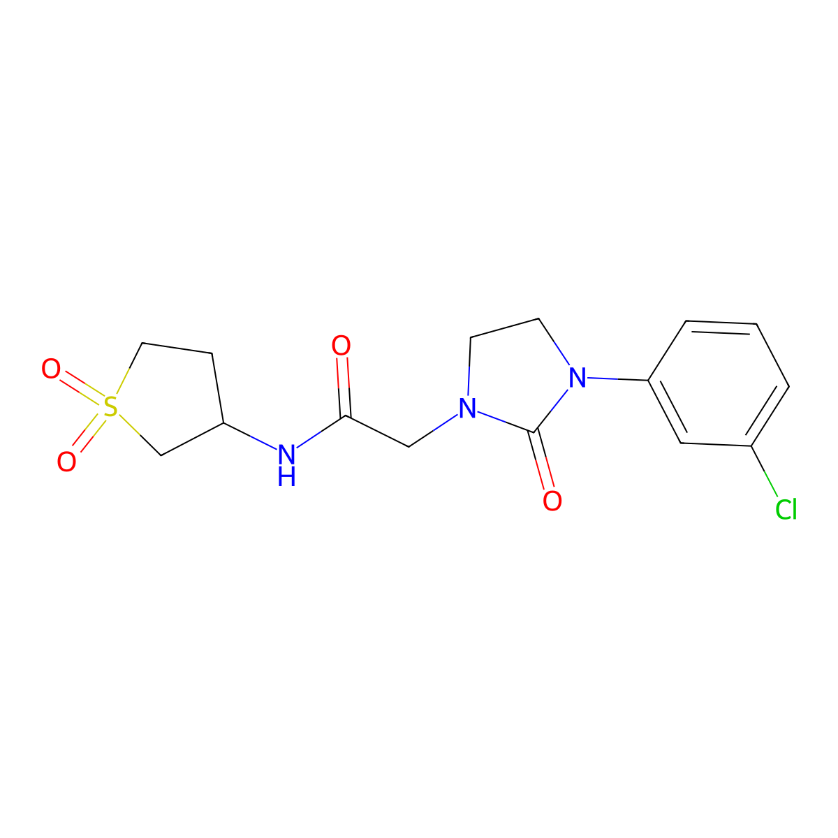 2-(3-(3-chlorophenyl)-2-oxoimidazolidin-1-yl)-N-(1,1-dioxidotetrahydrothiophen-3-yl)acetamide molecular structure, CAS 1286703-92-1