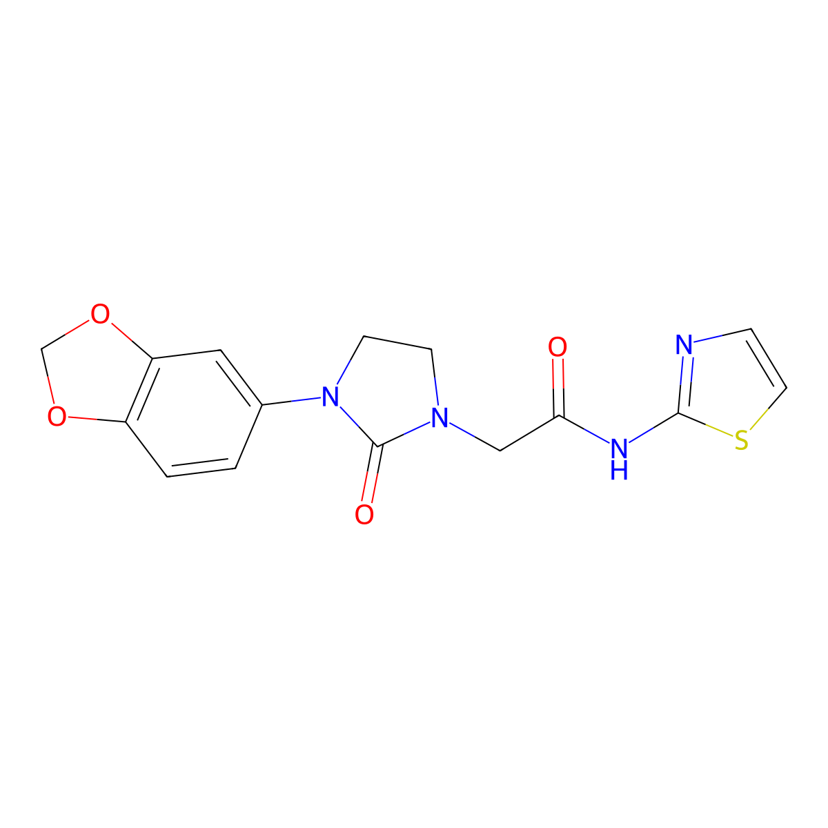 2-(3-(benzo[d][1,3]dioxol-5-yl)-2-oxoimidazolidin-1-yl)-N-(thiazol-2-yl)acetamide molecular structure, CAS 1286703-94-3